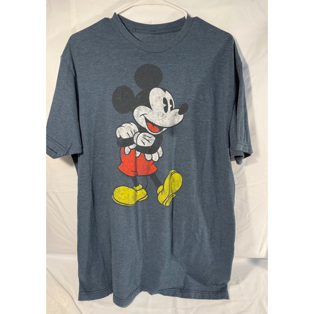 Disney Mickey Mouse Graphic T-Shirt Mens XL Heather Blue Short Sleeve Crewneck